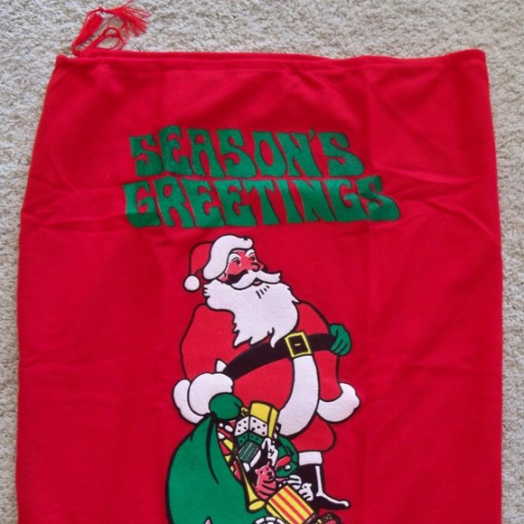 SANTA CLAUS GIFT TOY BAG SACK FLANNEL CHRISTMAS COSTUME ACCESSORY NEW - Picture 6 of 7